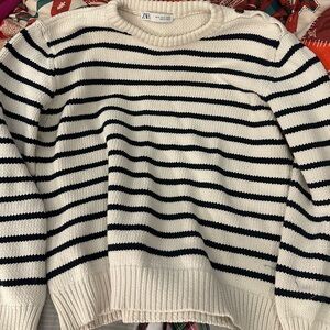 ZARA Striped Knit Sweater | Black & White